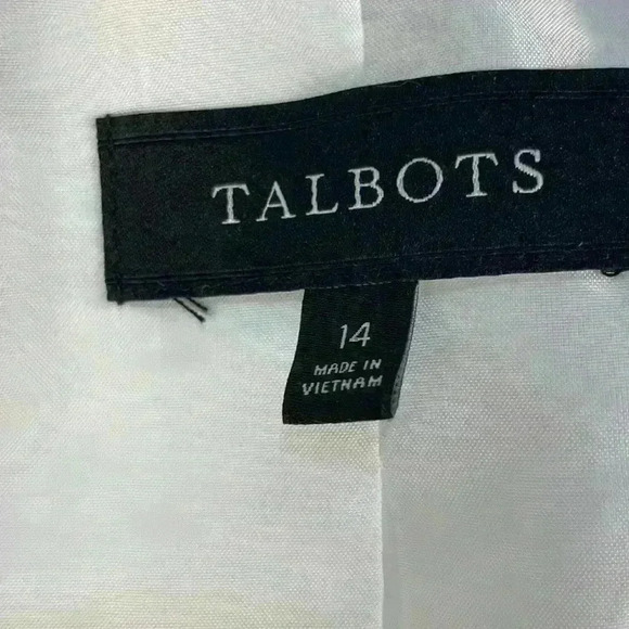 Talbots cream linen fully lined blazer with 3 button closure, 2 pockets size 14 - Picture 2 of 11